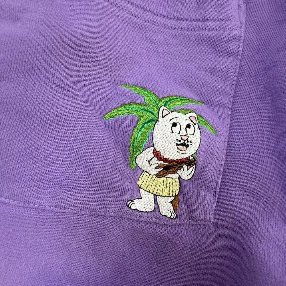 Rip N Dip Aloha Nerm Shorts Sweatshorts Men Medium Lavender Embroidered Hawaiian